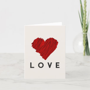 Carte De Remerciements L'AMOUR du coeur rouge peint