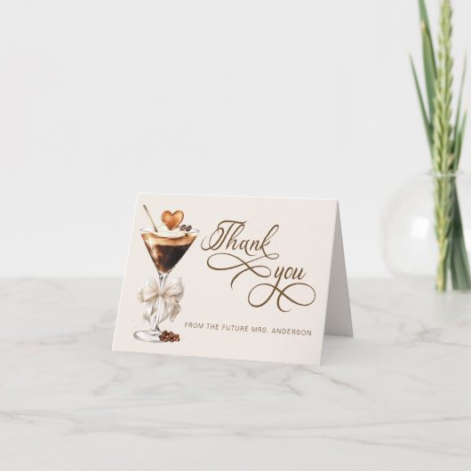 Carte De Remerciements L'amour est dans la coupe Mariage Espresso Martini (Devant)