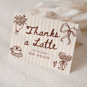 Carte De Remerciements L'amour est dans le café Mariage Doux Dessin à la