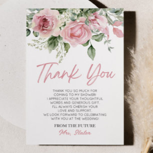 Carte De Remerciements L'amour est en fleurs Rose rose floral Shower de m