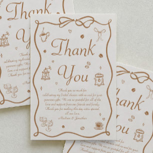 Carte De Remerciements L'amour est en train de préparer un café pour la f