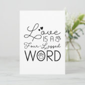 Carte De Remerciements L'Amour Est Un Mot À Quatre Pattes (Debout devant)