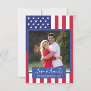 Carte De Remerciements L'amour remercie la photo patriotique de couples