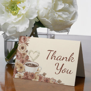 Carte De Remerciements L'amour se prépare Floral Café Cœur Enterrement de