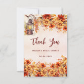 Carte De Remerciements Lampe à fleurs orange de douche nuptiale (Devant)