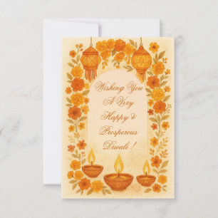 Carte De Remerciements Lampes DIwali et Lanternes Design Floral