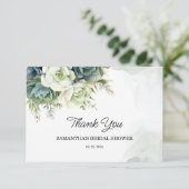 Carte De Remerciements Lancement de baby shower avec des succulentes, des (Debout devant)