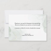 Carte De Remerciements Lancement de baby shower avec des succulentes, des (Dos)