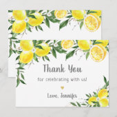 Carte De Remerciements Lancement de fiançailles Greenery Gold Citron (Devant / Derrière)