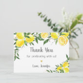 Carte De Remerciements Lancement de fiançailles Greenery Gold Citron (Debout devant)