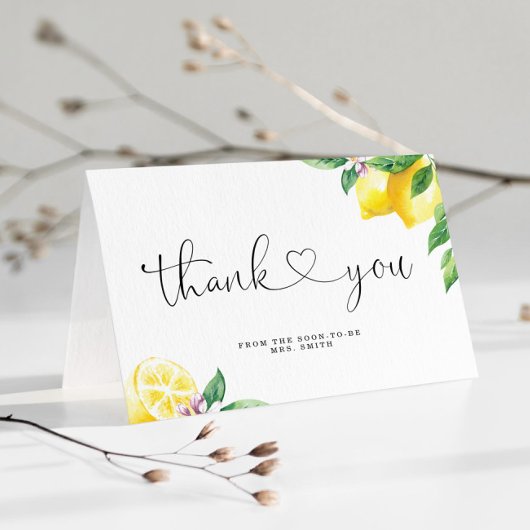 Carte De Remerciements Lancement de mariage au citron aquarelle 