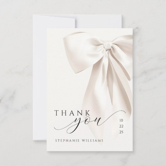 Carte De Remerciements Lancement de mariage au nœud blanc (Devant)