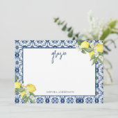 Carte De Remerciements Lancement de Mariée au Citron Aquarelle Positano (Debout devant)