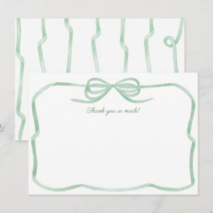 Carte De Remerciements Lancer de bouquet de mariage à l'aquarelle verte