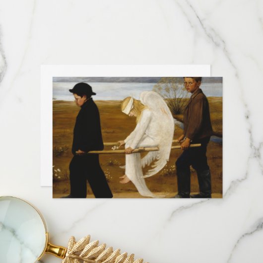 Carte De Remerciements L'ange blessé par Hugo Simberg (Devant/Arrière en situation)