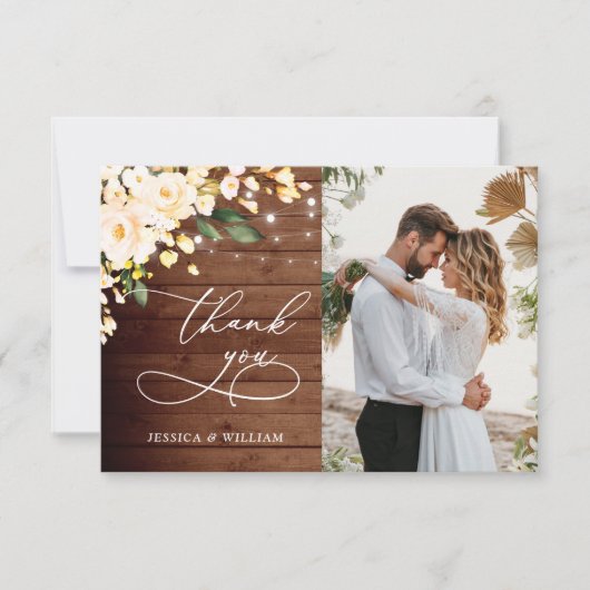 Carte De Remerciements Lanterne en bois rustique Rose (Devant)