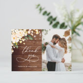 Carte De Remerciements Lanterne en bois rustique Rose (Debout devant)