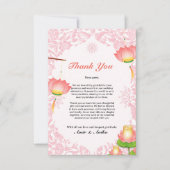 Carte De Remerciements Lanternes Lotus Rose doux Mariage inspiré par l'In (Devant)