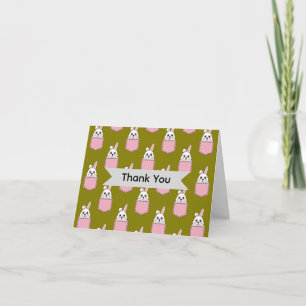 Carte De Remerciements Lapin Blanc dans un Motif de Pochette Rose Perso