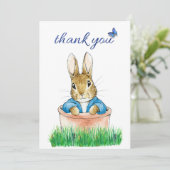 Carte De Remerciements Lapin classique assis dans un pot de plante (Debout devant)