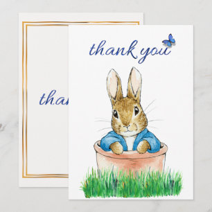 Carte De Remerciements Lapin classique assis dans un pot de plante