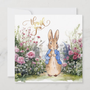 Carte De Remerciements Lapin classique dans son jardin n°2