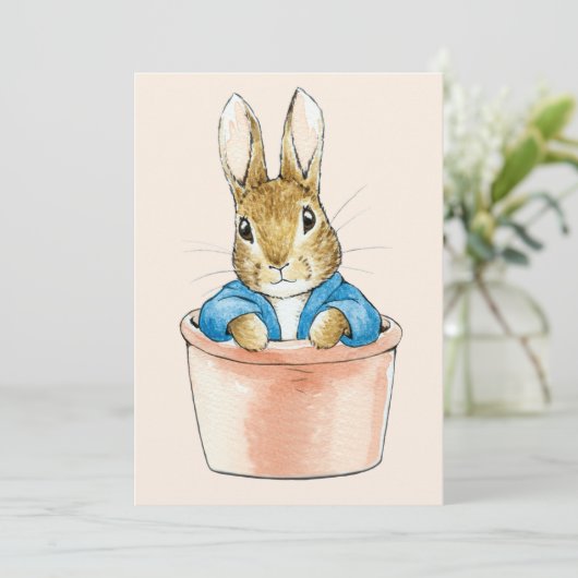 Carte De Remerciements Lapin Classique dans un Pot de Plante (Debout devant)