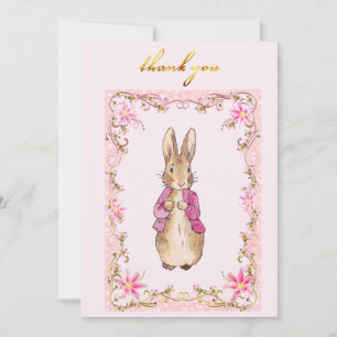 Carte De Remerciements Lapin classique en veste rose 