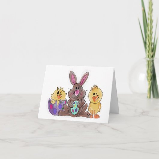 Carte De Remerciements Lapin de Pâques et amis (Devant)