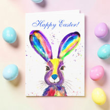 Lapin de Pâques floral aquarelle mignon