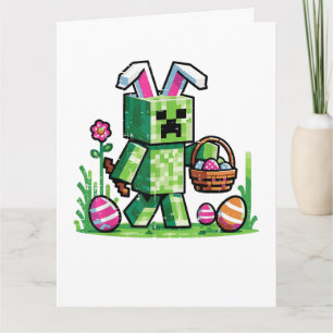 Carte De Remerciements Lapin de Pâques Pixel Gaming Chasse aux œufs