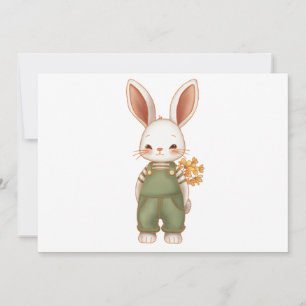 Carte De Remerciements Lapin de surprise doux avec des fleurs