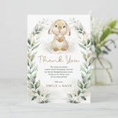 Carte De Remerciements Lapin de verdure Lapin Baby shower neutre (Debout devant)
