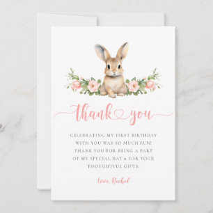 Carte De Remerciements Lapin Floral Rose Printemps Some Bunny 1er Anniver