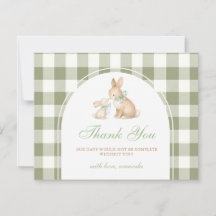 Lapin Gingham Vert Baby Shower de Printemps Pâques