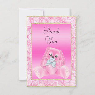 Carte De Remerciements Lapin Rose Mignon Remerciement Baby Shower