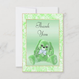 Carte De Remerciements Lapin Vert Mignon Remerciement Baby Shower