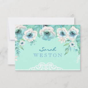 Carte De Remerciements L'aquarelle verte et blanche en bon état fleurit