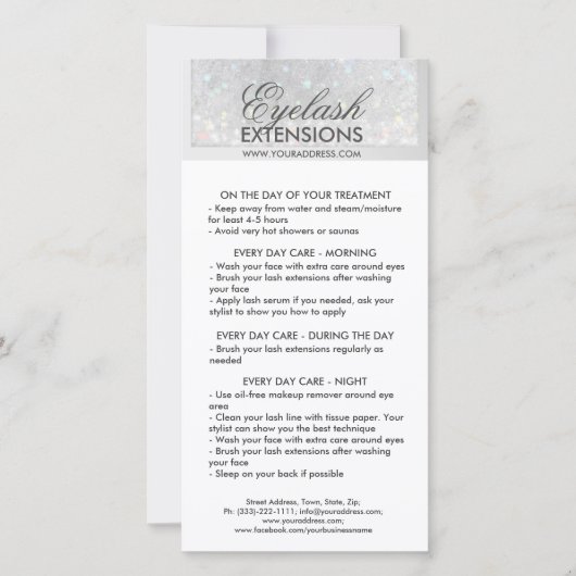 Carte De Remerciements Lash Afcare White Parties scintillant Snow Star (Devant)