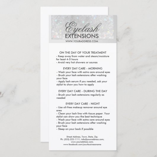 Carte De Remerciements Lash Afcare White Parties scintillant Snow Star (Devant / Derrière)