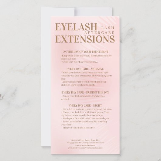 Carte De Remerciements Lash Aftercare Beige rose Eyelash Ombre Gradient (Devant)