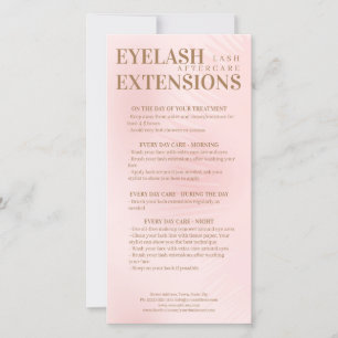 Carte De Remerciements Lash Aftercare Beige rose Eyelash Ombre Gradient