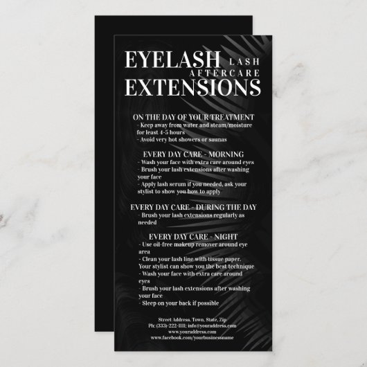 Carte De Remerciements Lash Aftercare Black Eyelash Shadow Gradient Mesh (Devant / Derrière)