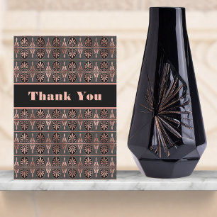 Carte De Remerciements L'aspect Art Déco cuivre et noir est élégant