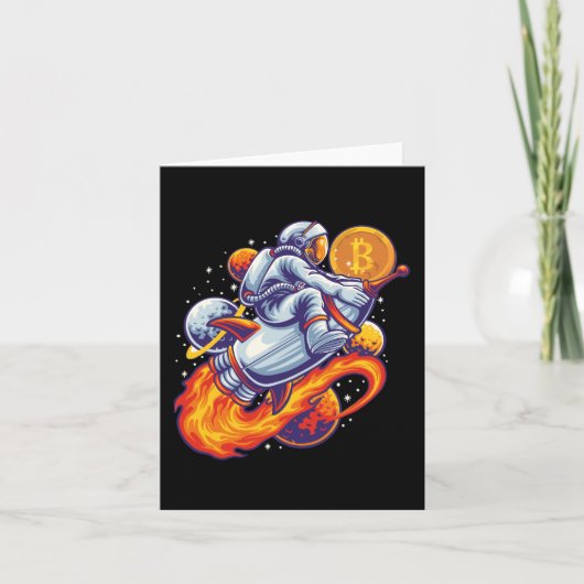 Carte De Remerciements L'astronaute Bitcoin à la lune - BTC Crypto (Devant)