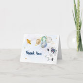 Carte De Remerciements L'astronaute d'or bleu dans l'espace extra-atmosph (Devant)