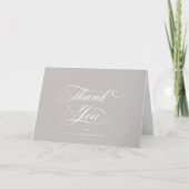 Carte De Remerciements Latte/Beige Elegant Script Mariage Photo+Message (Devant)