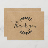 Carte De Remerciements Laurel Feuille Rustic Kraft Business (Devant / Derrière)