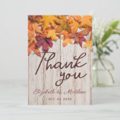 Carte De Remerciements L'automne rustique laisse bois (Debout devant)