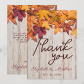 Carte De Remerciements L'automne rustique laisse bois (Devant / Derrière)